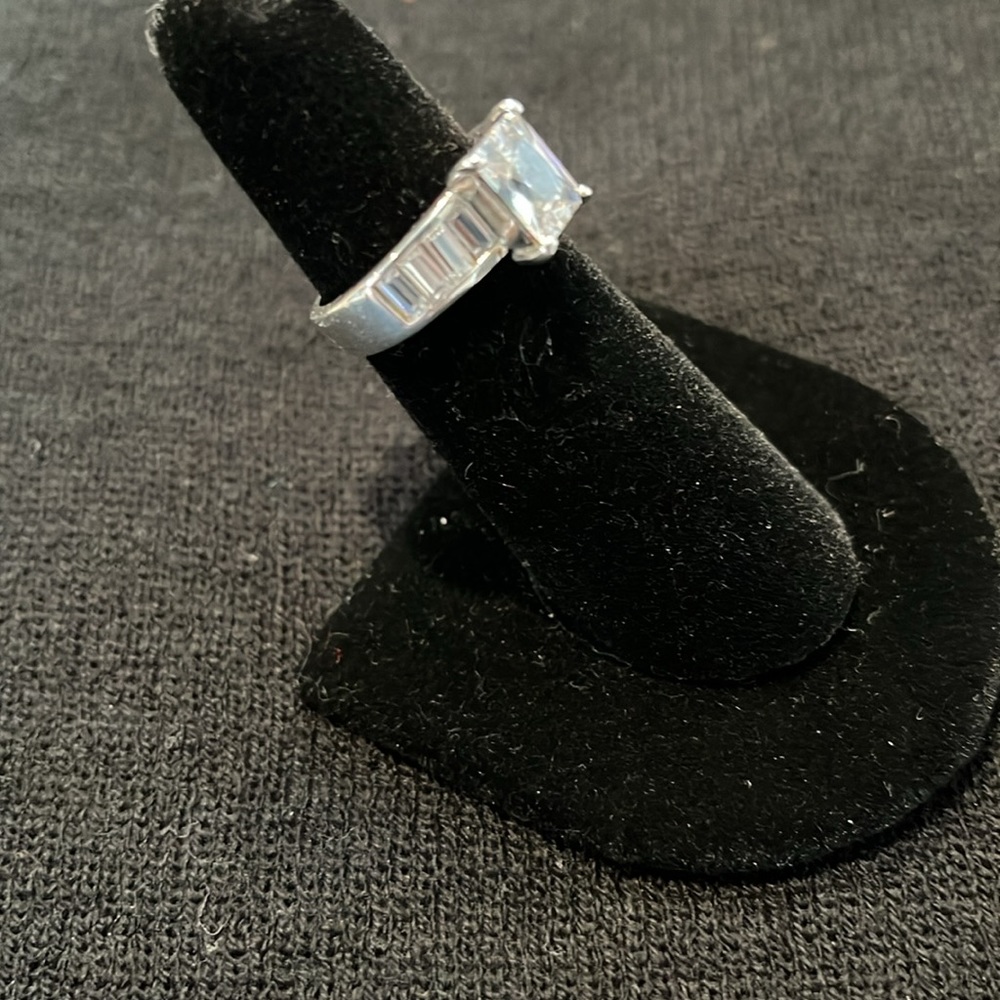 Sterling Square Cut CZ Ring-6 - Picture 3 of 11